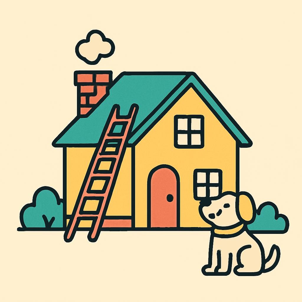 Drawing of a house with a chimney